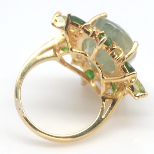 Anillo De Zafiro Verde Calentado, Diopsido Cromado... Plata 925 Talla 7.5 - Imagen 3 de 4
