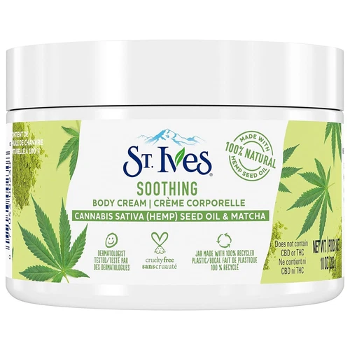 St. Ives Soothing Body Cream Hemp Seed Oil & Matcha 10 Oz 100 Natural