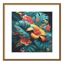 Counted Cross Stitch Kit exotic flowers  unprinted canvas embroidery Needlework