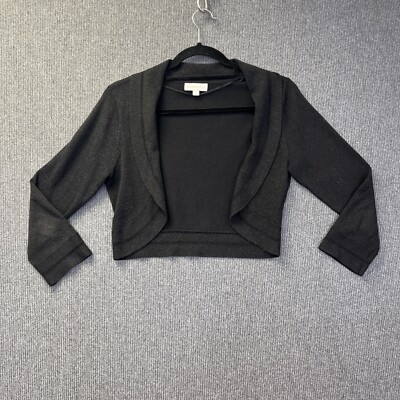 Monsoon shrug size small black metallic glitter sparkle party cardigan  bolero UK