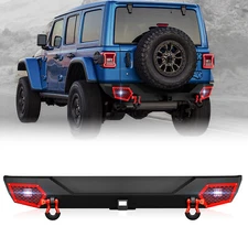 With 2" Hitch Receiver Rear Bumper For 2018-2024 Jeep Wrangler JL JLU Unlimited