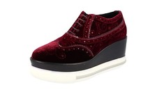 MIU MIU by PRADA Platform Velvet Shoes 5E661A Burgundy Red NEW -  US 7 EU 37