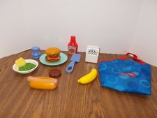 Vintage FISHER PRICE Fun With Food Play Lot- Hamburger - Apron - Milk  More
