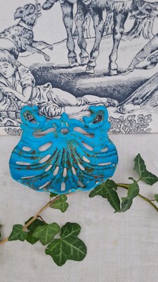 Porte-Savon Ancien En Fonte Émaillée Bleu - Vintage - Pour Salle De Bain - Fabriqué En France