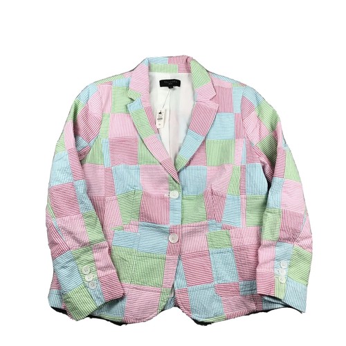 Talbots Jacke Damen 12P Mehrfarbig Patchwork Gefüttert Leicht Knopfleiste Neu mit Etikett