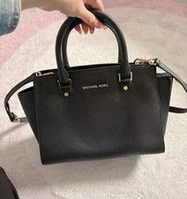 Michael Kors Selma Black Saffiano Leather Medium Satchel Women's Bags 