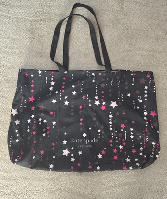 Kate Spade New York Lg Tote 25x16 Multicolored Canvas Stars Black Foldable
