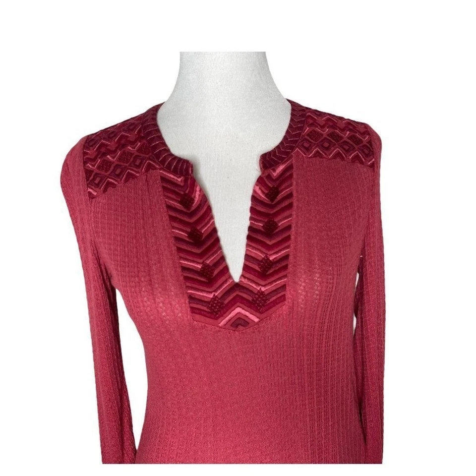 Blusa tejida de festival Boho manga acampanada XS bordada Top para mujer Lucky Brand Foto 4 de 4