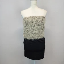 Fuzzy Strapless Banded Dress Size S Bodycon Evening Sultry Mob Wife Clubbing