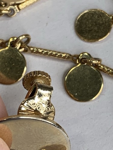 Vtg Vendome Gold Tone Dangle Coin Disks 54”LNecklace 1.5”L Earring Set - Picture 8 of 9