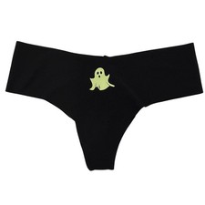 NWT VICTORIA'S SECRET PINK Thong Pantie Sz XS-S-M Black Green Ghost Halloween