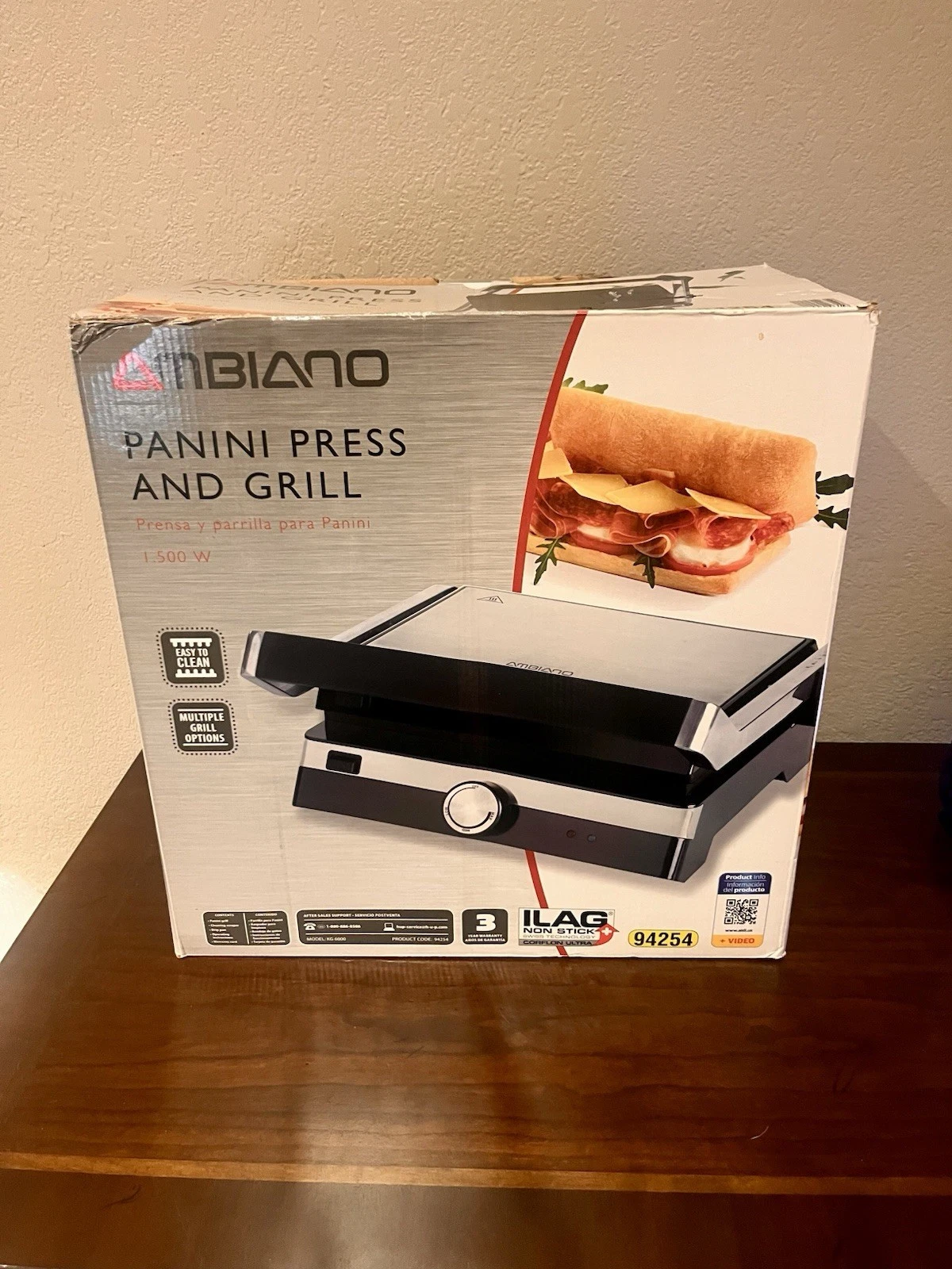 Ambiano Panini Press /Sandwich & Grill 1500w- Brand New
Opens in a new window or tab