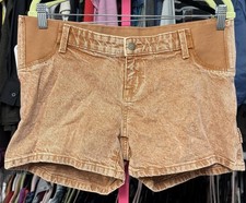 Isabel maternity Size 4 High rise midi shorts side panel heather camel brown 25