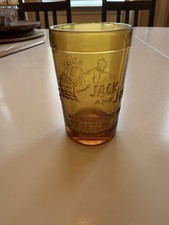 Nursery Rhyme Vintage Glass Jack  Jill 6oz Amber Embossed Features, Tiara 50 