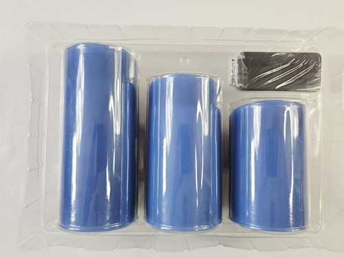 Luminara Set of 3 Blue Flameless Pillar Candles With Remote New - Picture 4 of 7