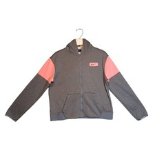 Nike Girls Gray Pink Youth Full Zip Hoodie Sweatshirt XL Stylish Dri-FIT
