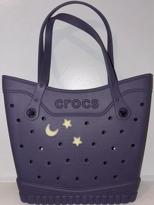 Rare Crocs Tote Bag Nightshade Purple Rubber Handbag Glow Moon Star Jibbitz Y2K