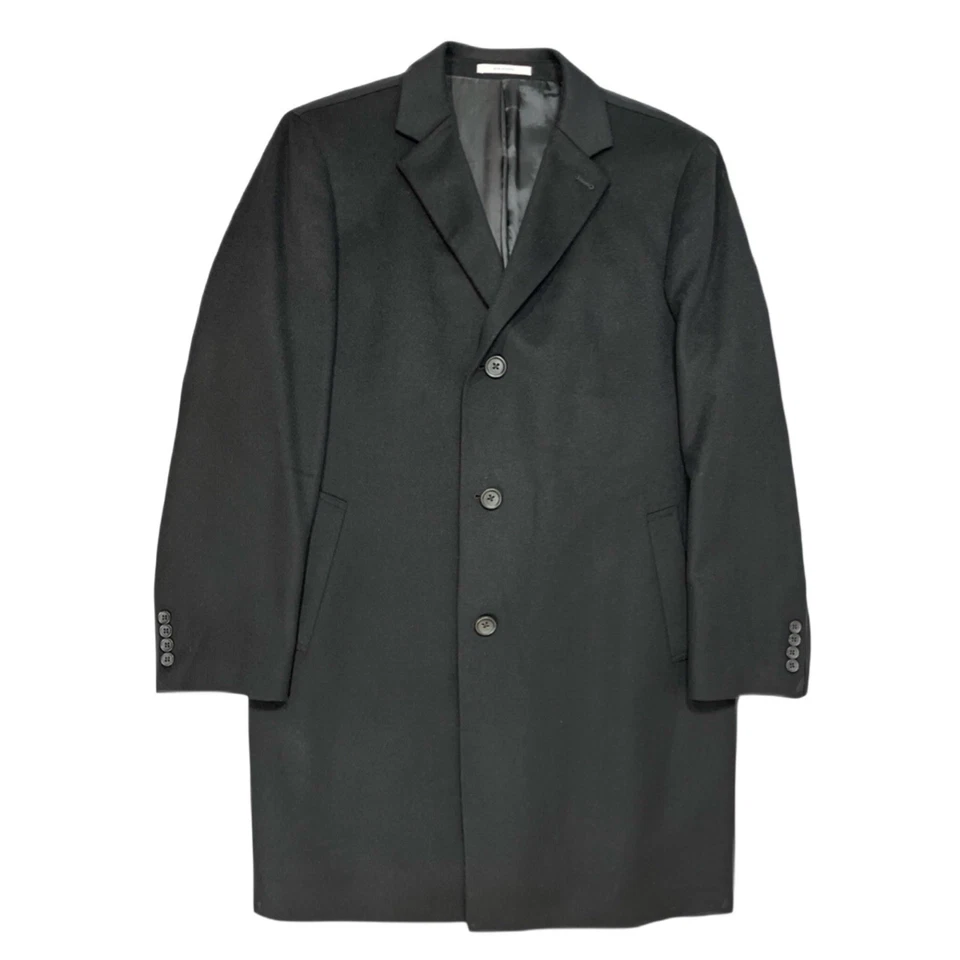 John W Nordstrom Mens Cashmere Wool Coat 3-Buttons Overcoat Pockets Black 44R - Image 4 of 4