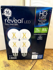 GE 93129532 Reveal LED Light Bulbs Clear A19 8 Watt 4-Pk.
