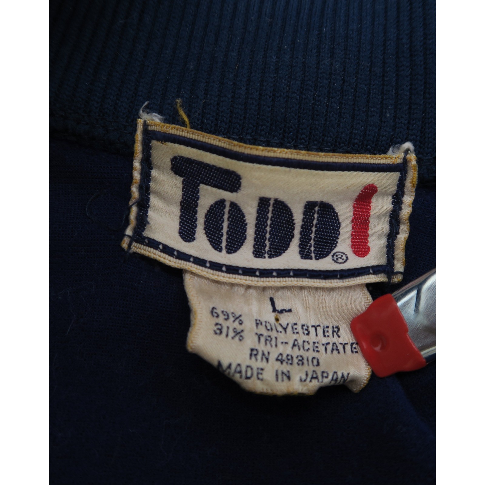 Vintage Todd1 Track Jacket Mens Large Navy Blue Striped Full Zip Made in Japan image 7