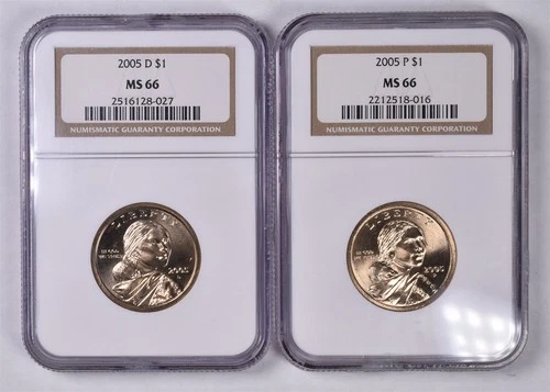 2005-P&D Sacagawea Dollar - NGC MS66/66 - 2 Coin Set