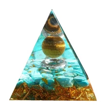Besorgone Orgonite Pyramid Chakra Energy with Tiger Eye TurquoiseHealingCrystals