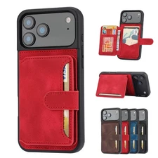 For iPhone 17 Pro Max Air 16 15 14 13 12 PU Leather Flip Back Wallet Phone Case