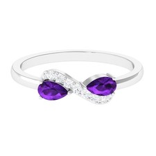Round Amethyst 0.45 ctw 925 Sterling Silver Solitaire Promise Ring for Women