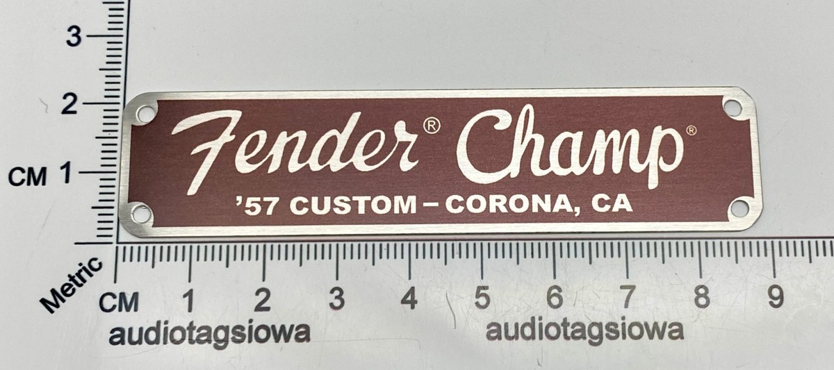 Fender Champ Logo for Amp or Case Badge Custom Made Aluminum with