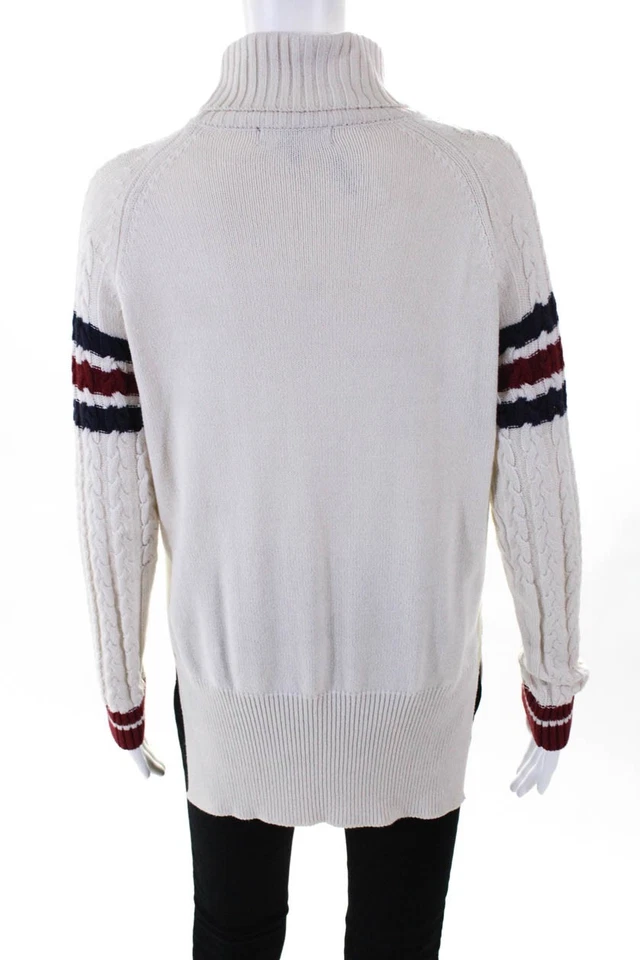 Suéter de cuello alto tejido con cable pizarra y sauce blanco talla pequeña 11478681 para mujer Foto 3 de 4