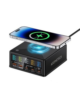 Charging Station, 160W 5-Port USB C with 65W PD, QC3.0, Wireless Ch... Fast Ship