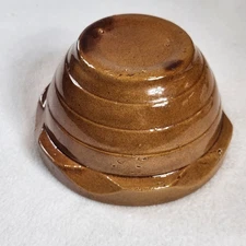 Brown Crock Bowl-Miniature Dough Bowl-Primitive Style Pottery Farmhouse Kitchen