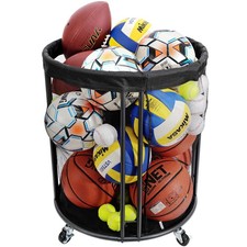 Ball Storage Bin, Sports Ball Storage Cart, 52.3 U.S. GALS Ball Holder with W...