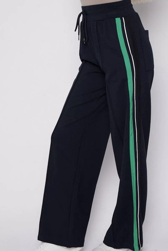 MARKS AND SPENCER NAVY SIDE STRIPE WIDE LEG TROUSERS. UK PLUS 24 REGULAR 30” LEG - Picture 6 of 24