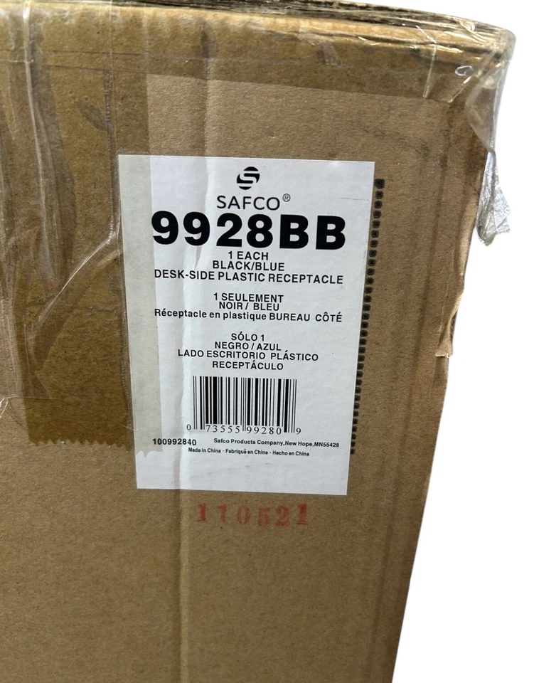 Safco Desk-Side Recycling Receptacle 7gal Black and Blue 9928BB - Image 3 of 3