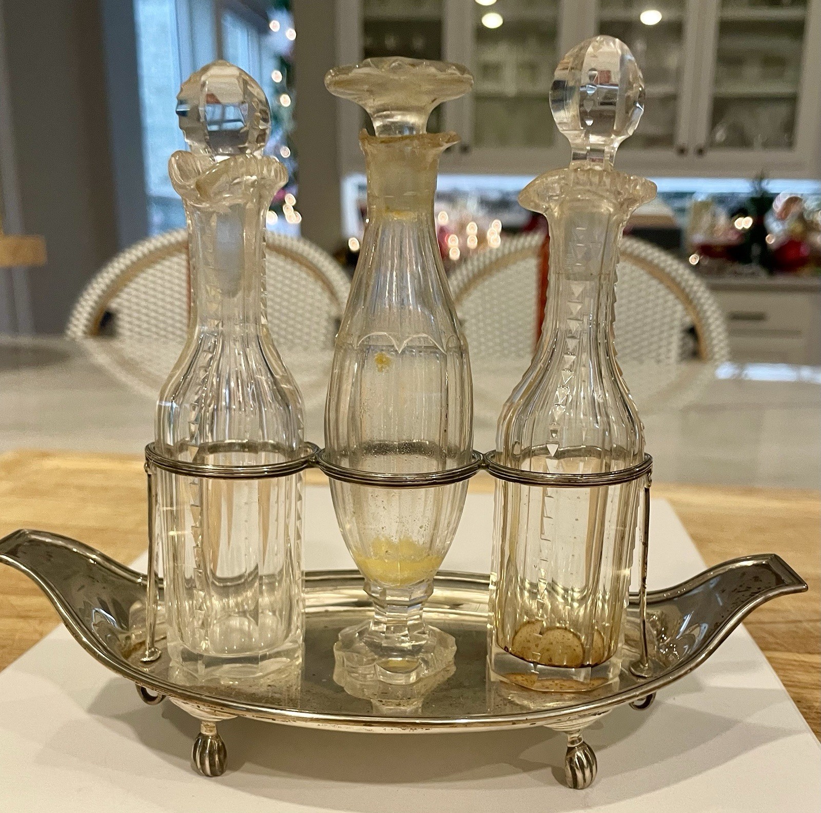 Sterling Silver Cruet W/3 Bottles London 1795 Charles Aldridge 4.9 Oz