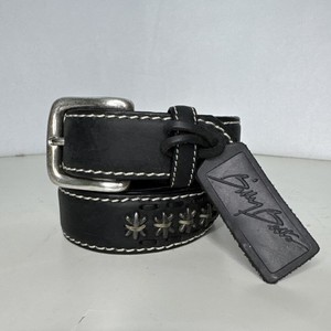 Billy belts of California black tooled leather belt with beadwork southwest 30 Billy Belts California Vintage Western Leather Belt Black Silver main image 2