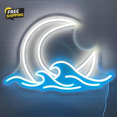 Sunrise Sunset Neon Sign Moon over Sea Neon Light Twilight Wave LED
