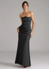 Azazie Debby Stretch - Black Mermaid Strapless Stretch Satin Convertible Dress