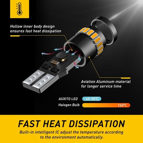 Auxito T10 168 LED Amber Bulb for Courtesy/ Glove Box/ Instrument Panel light 2* - Picture 7 of 8