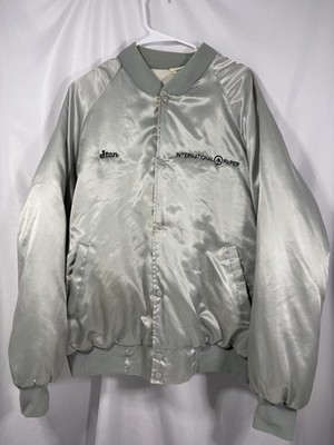 Vintage International Paper Satin Bomber Jacket - Light Silver  Stan  Size 2XL