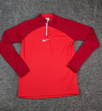 Nike Pullover Womens S Red Orange 1/4 Zip Fitted Thumbholes Jacket Dri Fit