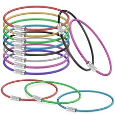 4"/ 6" Keychain Cable, 2 mm Thick Wire Key Ring, Twist Lock 6 Inch/16 Pack