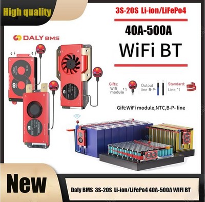 Daly WIFI BMS LiFePo4 4S 12V/8S 24V/13S 16S 48V/20S 72V Li-ion Battery lot SUK