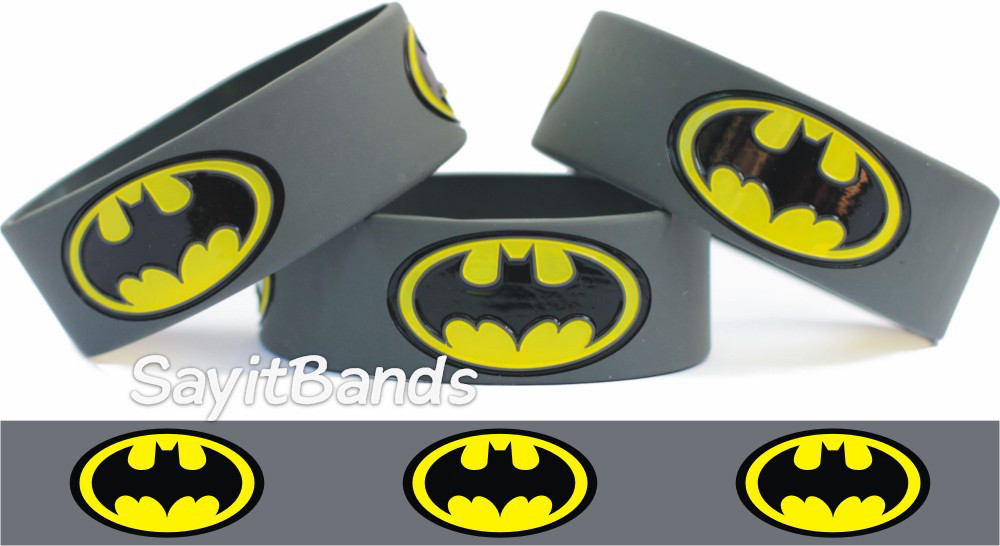 Three (3) of BatMan Wristbands Bat Man Logo Bracelets Dark