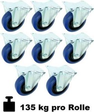 8 x 100mm Wytrzymałe kołowrotki kołowe SL Kołowrotki skrętne Blue Wheels Rolki transportowe ECO