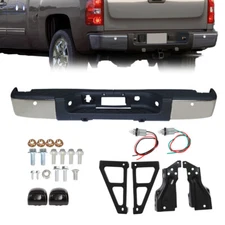 Chrome Rear Step Bumper W/Sensor Holes For Chevy Silverado GMC Sierra 1500 07-13