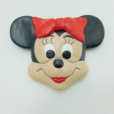 Vintage Disney Minnie Mouse Head Painted Plaster Chalkware Art Wall Decor Plaque