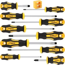 11-Piece Magnetic Screwdriver Set with 5 Phillips and 5 Flat Head Tips