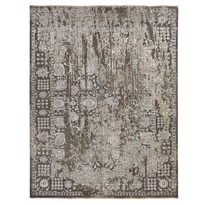 9'2''x11'10'' Brown Broken And Erased Flower Blossom Design Oriental Rug G78176